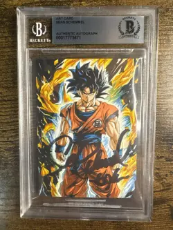 Dragonball Hand Drawn Sketch Art Card Signed Goku Sean Schemmel 1 of 1! Beckett - Image 1