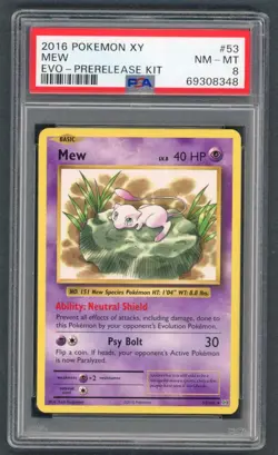Pokemon Cards - PSA 8 Mew 53/108 - PreRelease Kit Evolutions XY - NM-MT PSA8 - Image 1