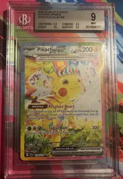 Pikachu EX 238/191 Sv08: Surging Sparks Holo Pokemon TCG Card Beckett 9 Mint - Image 1