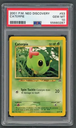Pokemon Cards - PSA 10 Caterpie 53/75 - Neo Discovery - GEM MT - PSA10 - Image 1