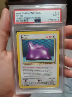 Pokemon Fossil 1999-2000 Ditto - 3rd Print Australia Red Logo - PSA 9 MINT - Image 1