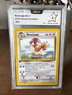Carte pokemon roucoups 22/102 edition 1 - set de base - pca 8 - wizards fr psa - Image 1