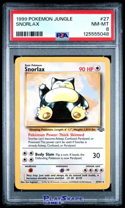 Pokemon Card PSA 8 Snorlax 27/64 Jungle Non-Holo Vintage Rare WOTC 1999 - Image 1