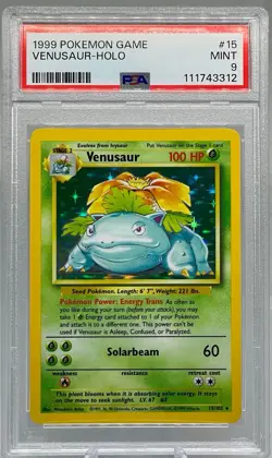 1999 Pokemon Game Base Set Unlimited Venusaur #15/102 PSA 9 - Image 3