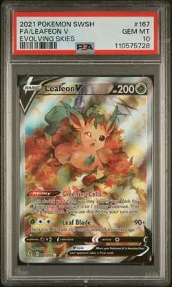Pokemon TCG Leafeon V Evolving Skies 167/203 Alt Art PSA 10 Sword & Shield - Image 1