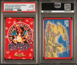 Pokemon 1996 Bandai Charizard Trainer Cardass Vending PSA 6 EX-MT Vintage - Image 3