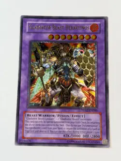 Yugioh Gladiator Beast Heraklinos TU02-EN000 Ultimate Rare Promo NM - Image 1