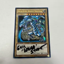 Yu-Gi-Oh Holographic Blue-Eyes White Dragon Signed by Eric "Kaiba" Stuart JSA - Image 1