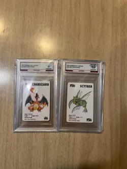 Graded 1998 KFC Promo Mini Pokemon Card Lot - DSG8 Charizard & DSG10 Scyther - Image 1