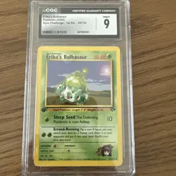 CGC 9 MINT Erika's Bulbasaur Gym Challenge 1st Edition 39/132 Pokemon Card - Image 1