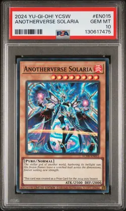 PSA 10 2024 Anotherverse Solaria YCSW-EN015 Super Rare Prize Card Promo Yugioh - Image 1