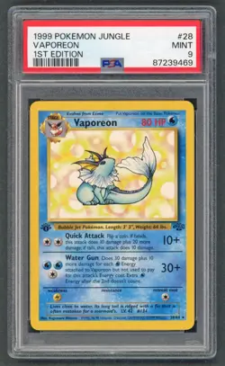 Pokemon Cards - PSA 9 1st Edition Vaporeon 28/64 - Jungle Set Non Holo - MINT - Image 1