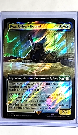 MTG Magic The Gathering PIP Fallout Surge Foil Borderless 955 Rex Cyber Hound LP - Image 1
