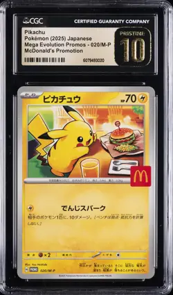 2025 POKEMON JPN MEGA EVOLUTION MCDONALDS PROMO #020/M-P PIKACHU CGC 10 PRISTINE - Image 1
