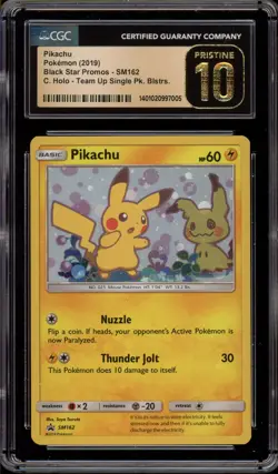Pokemon Pikachu Team Up Blister Pk. Cosmos Holo Promo SM162 CGC 10 Pristine - Image 1