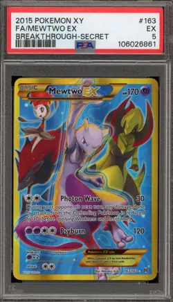 Pokemon Mewtwo EX XY Breakthrough Secret Rare Full Art #163 PSA 5 - Image 1