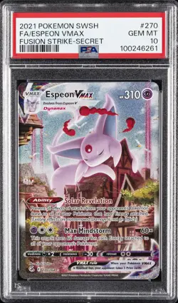 2021 POKEMON SWORD & SHIELD FUSION STRIKE SECRET FULL ART/ESPEON VMAX PSA 10 - Image 1