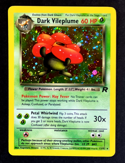 2000 Pokemon DARK VILEPLUME Team Rocket HOLO Foil Rare Set Card 13/82 SWIRL EX - Image 1