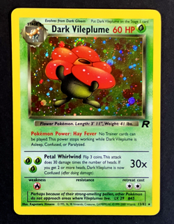 2000 Pokemon DARK VILEPLUME Team Rocket HOLO Foil Rare Set Card 13/82 SWIRL EX - Image 3