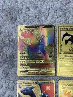 Set of 4 Pokemon Charizard Gold Foil Fan Art Display Cards NM - Image 2
