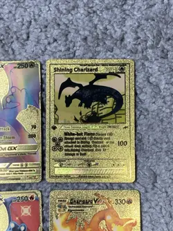 Set of 4 Pokemon Charizard Gold Foil Fan Art Display Cards NM - Image 3