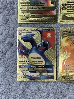 Set of 4 Pokemon Charizard Gold Foil Fan Art Display Cards NM - Image 4
