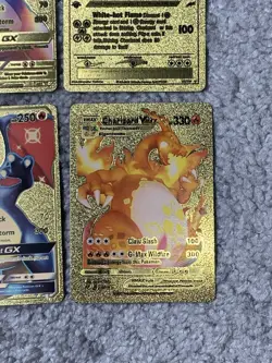 Set of 4 Pokemon Charizard Gold Foil Fan Art Display Cards NM - Image 5