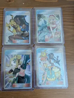 Pokemon Trainer Girls Goddess Story Sexy Anime Girl Waifu 4 Foil Card Set - Image 1