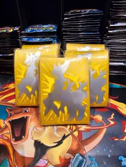 GOLD Arceus pokemon card Sleeves - Brillaint Stars - 65 Standard Size Sleeves - Image 1