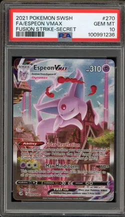 Pokemon Espeon VMAX Fusion Strike Secret Rare Full Alt Art #270 PSA 10 Gem Mint - Image 1