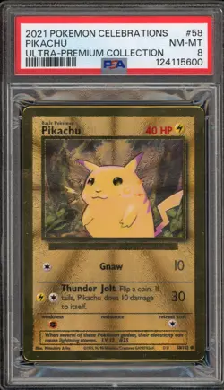 Pokemon Pikachu Celebration Ultra-Premium Coll. Gold Metal Promo #58 PSA 8 - Image 1