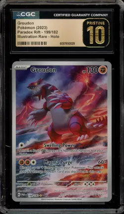 Pokemon Groudon Paradox Rift Illustration Rare #199 CGC 10 Pristine - Image 1