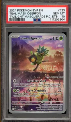Pokemon Center Stamp Promo Teal Mask Ogerpon Twilight Masquerade ETB #123 PSA 10 - Image 1