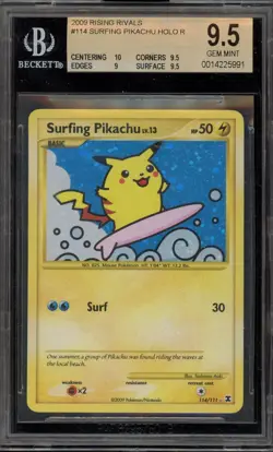 Pokemon Surfing Pikachu Rising Rivals Holo Secret Rare #114 BGS 9.5 - Image 1