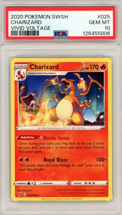 GEM MINT! 2020 POKEMON 025/185 SWSH CHARIZARD VIVID VOLTAGE PSA 10 - Image 1
