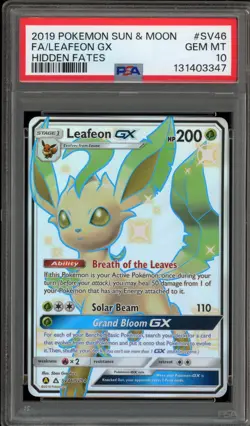 Pokemon Leafeon GX Hidden Fates Full Art #SV46 PSA 10 Gem Mint - Image 1