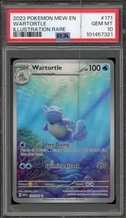 Pokemon Wartortle 151 MEW EN Illustration Rare #171 Cracked Slab PSA 10 Gem Mint - Image 1
