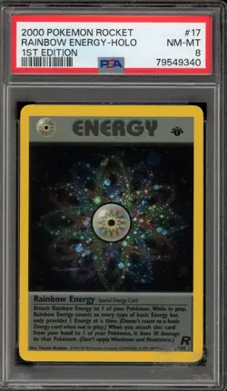 Pokemon Rainbow Energy Team Rocket 1st Edition Holo Rare #17 PSA 8 - Image 1