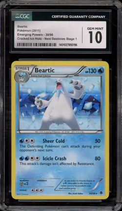 Pokemon Beartic Emerging Powers Next Destinies Cracked Ice Holo Rare #30 CGC 10 - Image 1