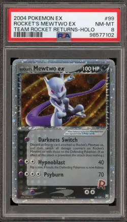 Pokemon Rocket's Mewtwo ex EX Team Rocket Returns Holo Ultra Rare #99 PSA 8 - Image 1