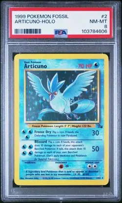 1999 POKEMON FOSSIL ARTICUNO - HOLO #2 PSA 8 - Image 1