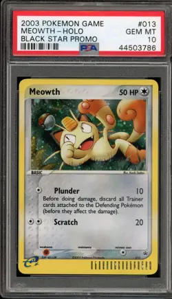 Pokemon Meowth Black Star Holo Promo #013 PSA 10 Gem Mint - Image 1