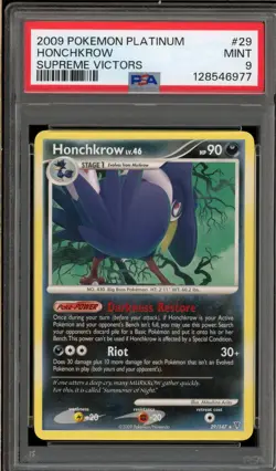 Pokemon Honchkrow Platinum Supreme Victors Rare #29 PSA 9 Mint - Image 1