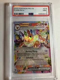 2025 POKEMON PRE EN - PRISMATIC EVOLUTIONS #014 FLAREON EX PSA 9 🔥🔥 MINT - Image 1