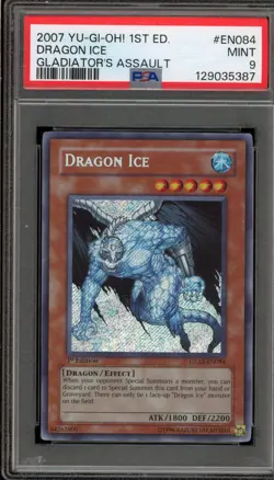 Yu-Gi-Oh! Dragon Ice Gladiator's Assault 1st Ed Secret Rare GLAS-EN084 PSA 9 - Image 1