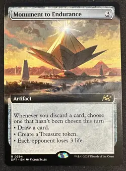 MtG MONUMENT TO ENDURANCE AETHERDRIFT EXTENDED ART RARE ARTIFACT #394 SHIPS NOW! - Image 1
