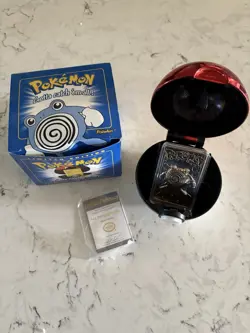 1999 Pokemon POLIWHIRL Burger King 23k Gold Plated Card Pokeball in Box - Image 1