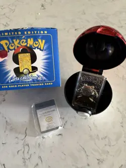 1999 Pokemon POLIWHIRL Burger King 23k Gold Plated Card Pokeball in Box - Image 3