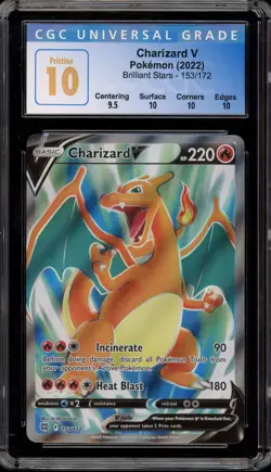 Pokemon Charizard V Brilliant Stars Full Art #153 CGC 10 Pristine - Image 1