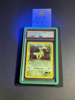 2000 Pokemon Gym Heroes Rocket's Scyther 1st Edition Holo 13/132 PSA 8 + Guard🟩 - Image 3